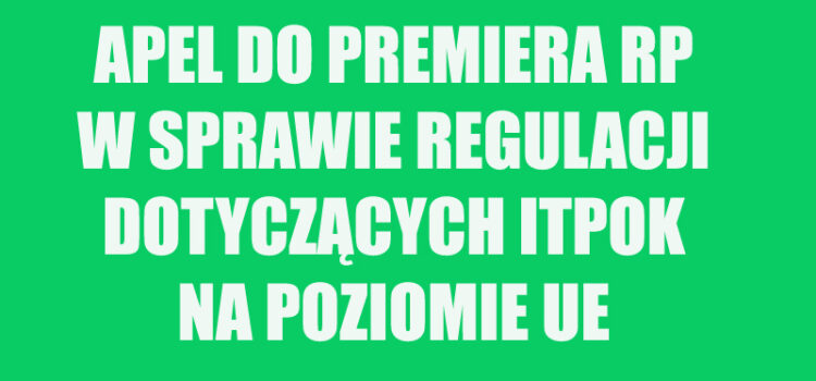 Apel SPEO do Premiera RP w sprawie regulacji dotyczących ITPOK